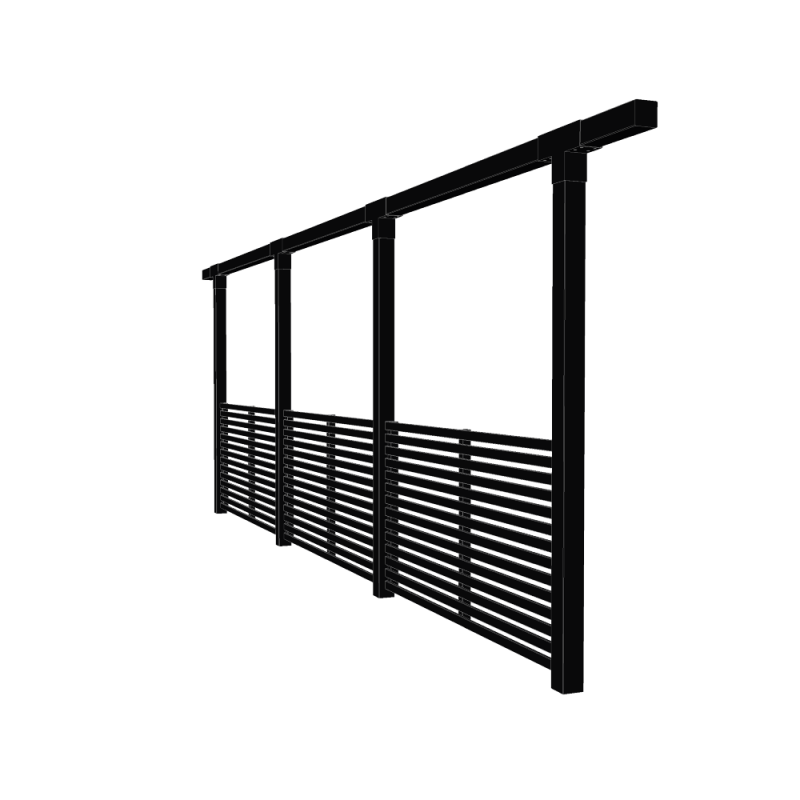 Pergola enkelt med 3 moduler og Tokyo hegn 664cm sort
