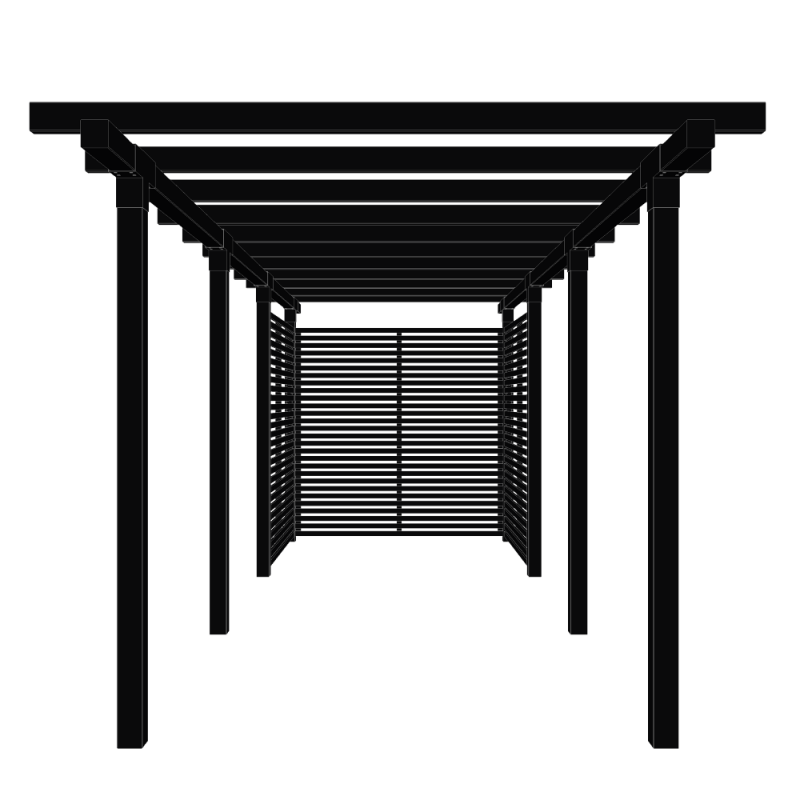 Pergola dobbelt med Tokyo hegn 664x238cm sort