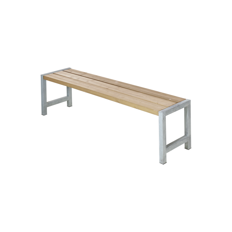 Plankeb&aelig;nk 176 cm med ThermoWood fyrretr&aelig; og st&aring;l stel