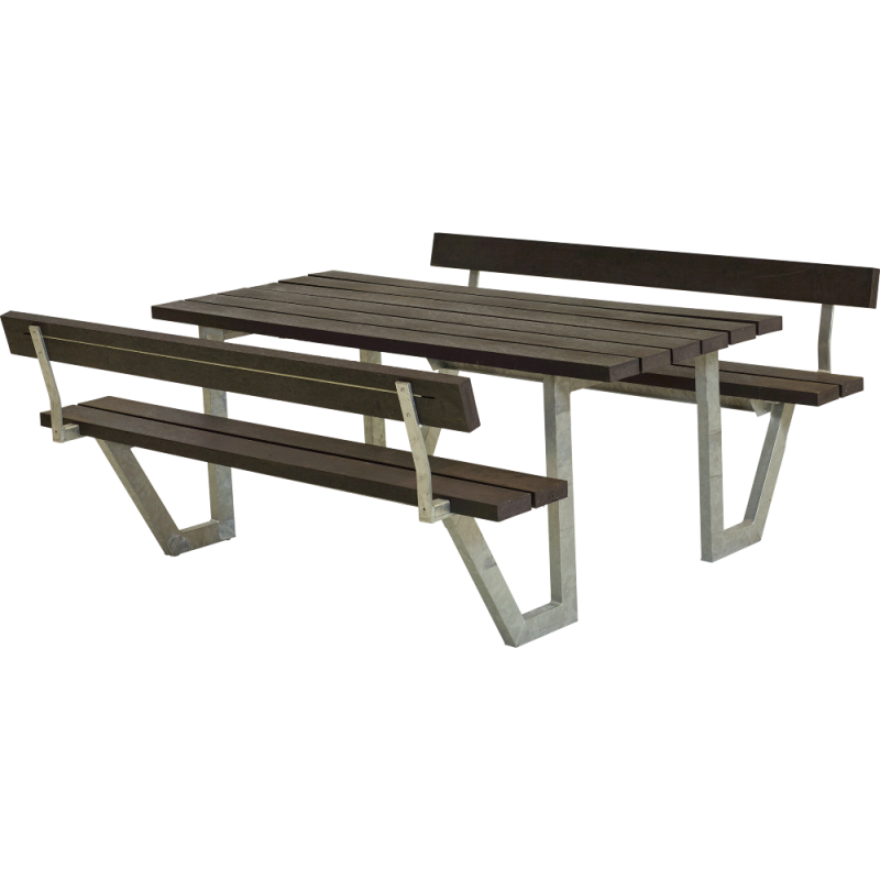 Wega bord/b&aelig;nkes&aelig;t med rygl&aelig;n 177 cm RePlast sort