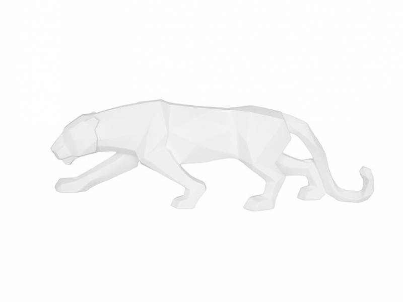 Statue Origami Panther 48x10,5x15cm polyresin hvid