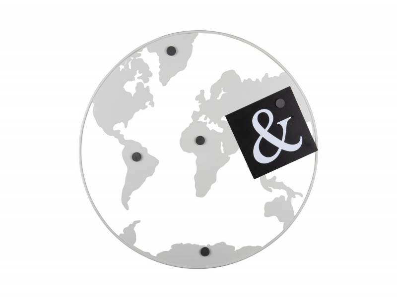 Opslagstavle World Map med magneter &Oslash;50cm hvid