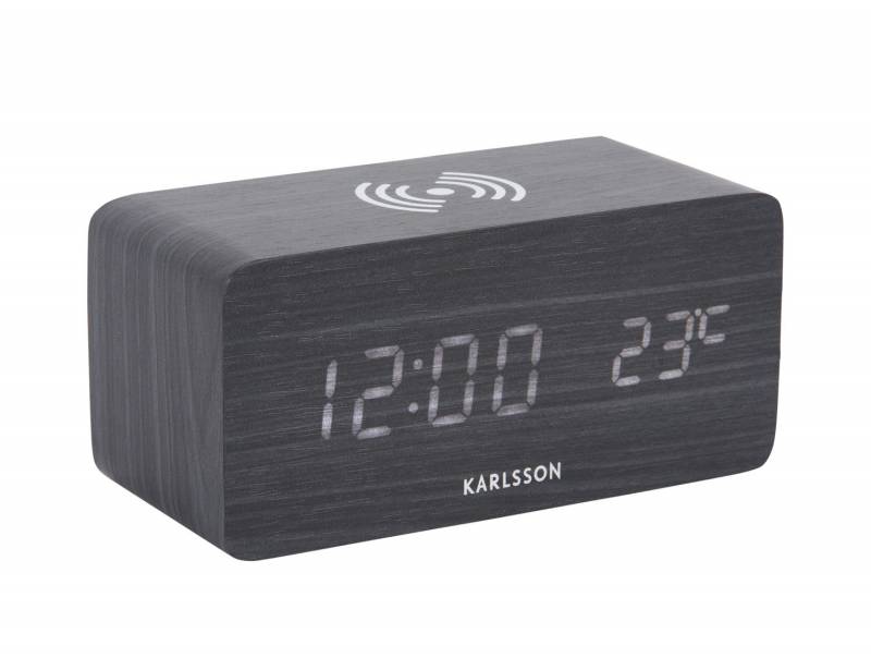 Karlsson Block v&aelig;kkeur 15x7,1x7,4cm med telefonoplader sort