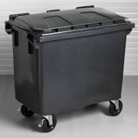 Affaldsbeholder med hjul i HD-polyeten 660 liter mørkegrå