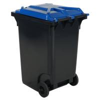 Affaldsbeholder HDPE 360 liter grå med blåt låg