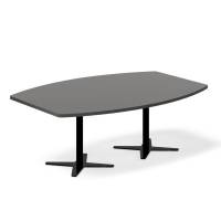 Konferencebord bådeformet 200x120cm antracit med sort stel