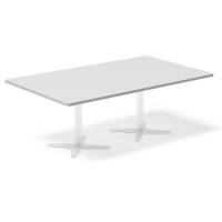 Office konferencebord rektangulært 200x120cm lysgrå med hvid stel