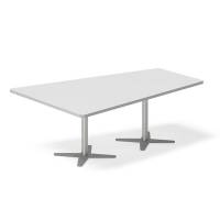 Office konferencebord trapezformet 200x142,5cm Lysgrå med alugråt stel