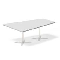 Office konferencebord trapezformet 200x142,5cm lys grå med hvidt stel
