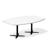 Konferencebord bådeformet 200x120cm hvid med sort stel