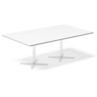 Office konferencebord rektangulært 200x120cm hvid med hvid stel