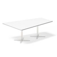 Office konferencebord trapezformet 200x142,5cm hvid med hvid stel