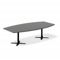 Konferencebord bådeformet 260x120cm antracit med sort stel