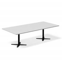 Office konferencebord rektangulært 260x120cm lysgrå med sort stel