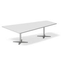 Office konferencebord trapezformet 260x161,5cm Lysgrå med alugråt stel