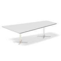 Office konferencebord trapezformet 260x161,5cm lys grå med hvidt stel
