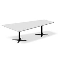 Office konferencebord trapezformet 260x161,5cm Lysgrå med sort stel