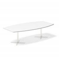 Office konferencebord bådformet 260x120cm hvid med hvidt stel