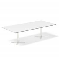 Office konferencebord rektangulært 260x120cm hvid med hvid stel