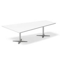 Office konferencebord trapezformet 260x161,5cm hvid med alugråt stel