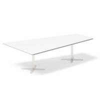 Office konferencebord trapezformet 260x161,5cm hvid med hvid stel