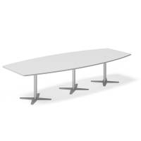 Office konferencebord bådformet 320x120cm Lysgrå med alugråt stel
