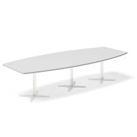 Office konferencebord bådformet 320x120cm Lysgrå med hvidt stel