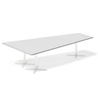 Office konferencebord trapezformet 320x180cm lys grå med hvidt stel