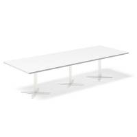 Office konferencebord rektangulært 320x120cm hvid med hvid stel