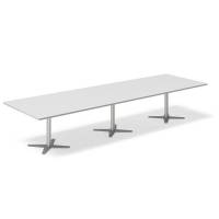 Office konferencebord rektangulært 380x120cm lysgrå med alugråt stel