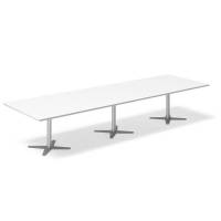 Office konferencebord rektangulært 380x120cm hvid med alugråt stel