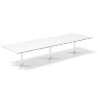 Office konferencebord rektangulært 380x120cm hvid med hvid stel