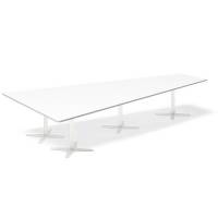 Office konferencebord trapezformet 380x199cm hvid med hvid stel