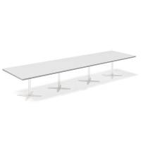 Office konferencebord rektangulært 440x120cm lysgrå med hvid stel