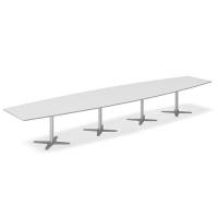 Office konferencebord bådformet 500x120cm lysgrå med alugråt stel