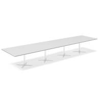 Office konferencebord rektangulært 500x120cm lysgrå med hvid stel