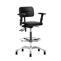 Dynamic arbejdsstol med PU-skum, armlæn og glidefod 600-850mm sort