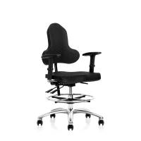 Dynamic arbejdsstol 420-550mm med armlæn, fodring, trægt rullende hjul
