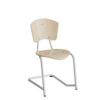 Nian elevstol med sæde og ryg i birk laminat og hvidt stel