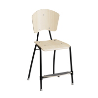 Trean elevstol med sæde og ryg i birk laminat og sort stel