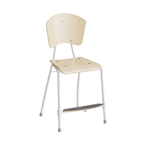 Trean elevstol med sæde og ryg i birk laminat og hvidt stel