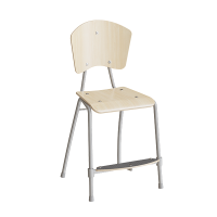 Trean elevstol med sæde og ryg i birk laminat og alugråt stel