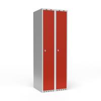 Garderobeskab med lige tag og hængelås 2x300mm rød dør