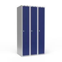 Garderobeskab med hængelås 3x300mm blå dør