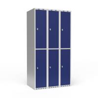 Garderobeskab 2-delt med hængelås 3x300mm blå dør