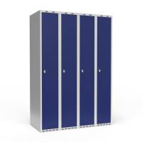 Garderobeskab med hængelås 4x300mm blå dør