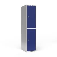 Garderobeskab 2-delt med hængelås 1x400mm blå dør