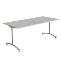 Zeb kantinebord 180x80cm med lys grå linoleum og alugråt stel, højde 72cm