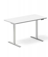 Office hæve-sænkebord 120x60cm hvid med sølv stel