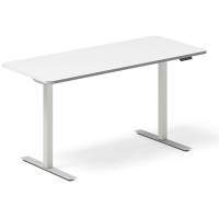 Office hæve-sænkebord 140x60cm hvid med sølv stel